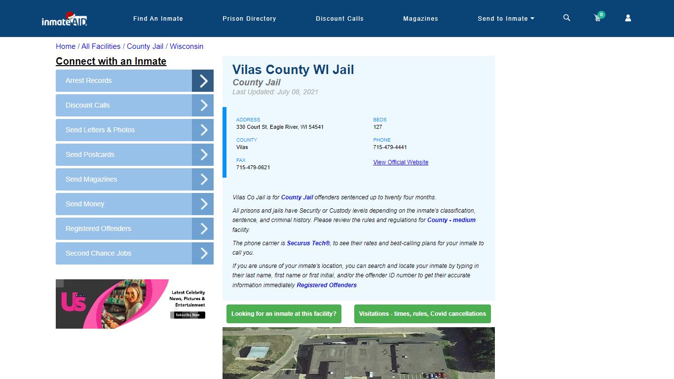 Vilas County WI Jail - Inmate Locator - Eagle River, WI